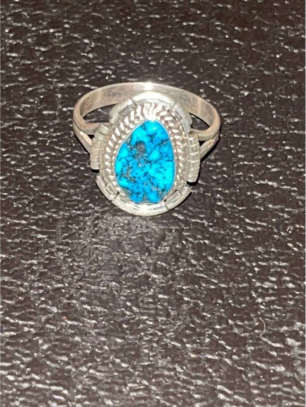Navajo handmade turquoise sterling silver cluster ring size 10